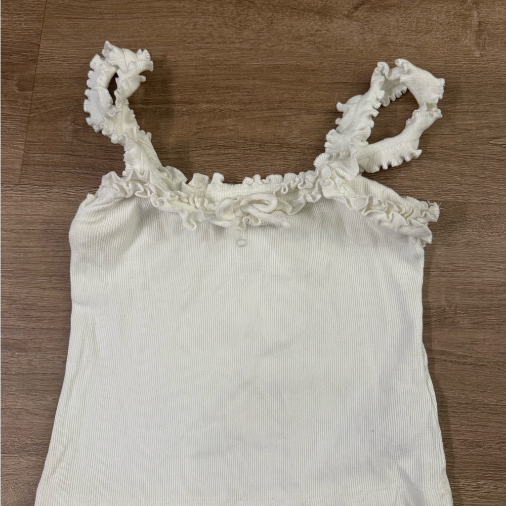 Anthropologie Ivory Ruffled Camisole